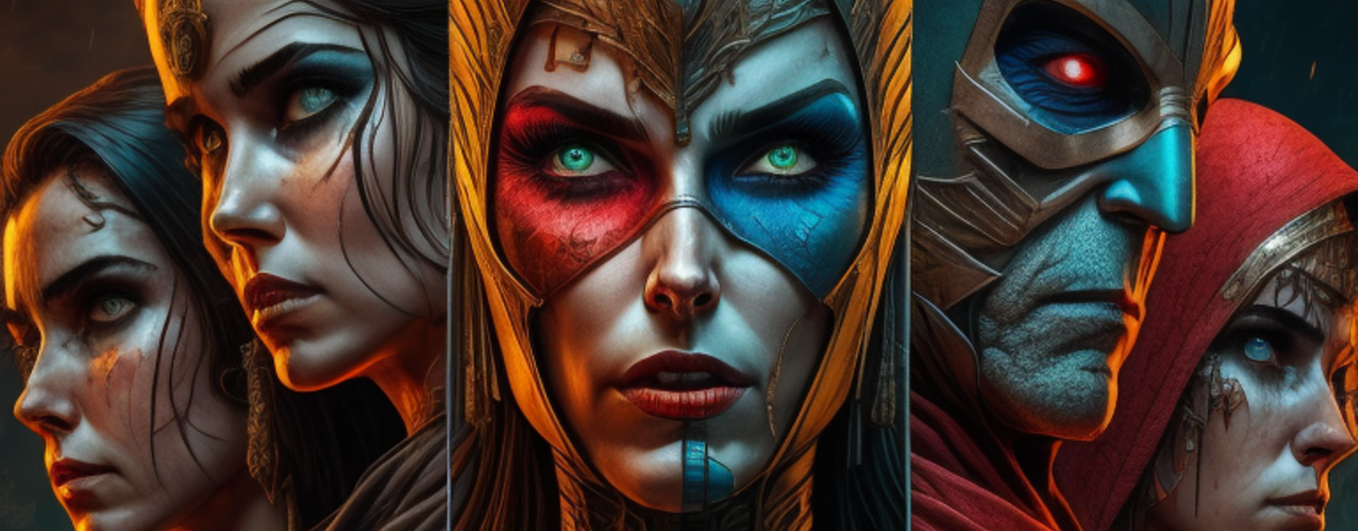 Caras de personajes fantásticos. Imagen creada con IA Imagine Art